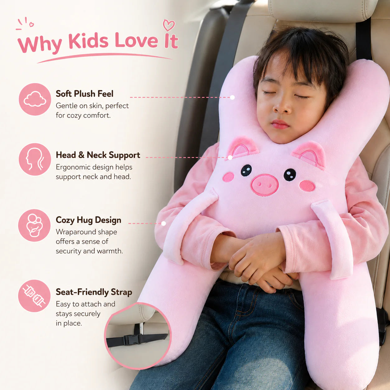 Kids Travel Pillow - Cuddly Animal Comfort 🧸